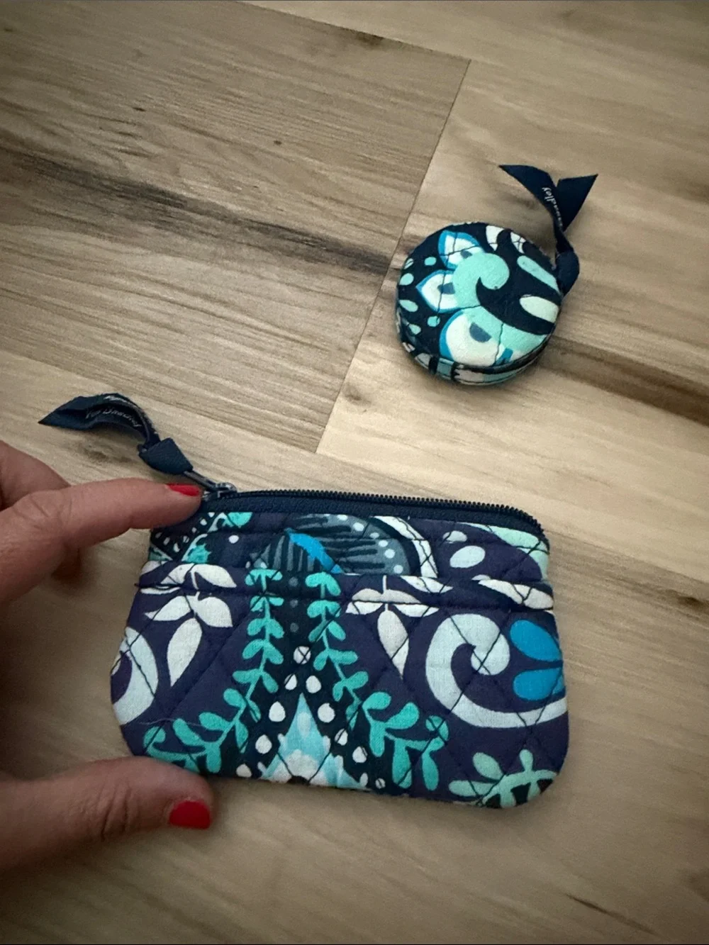 Vera Bradley Quilted Mini Backpack in Navy, Teal & White Floral Print